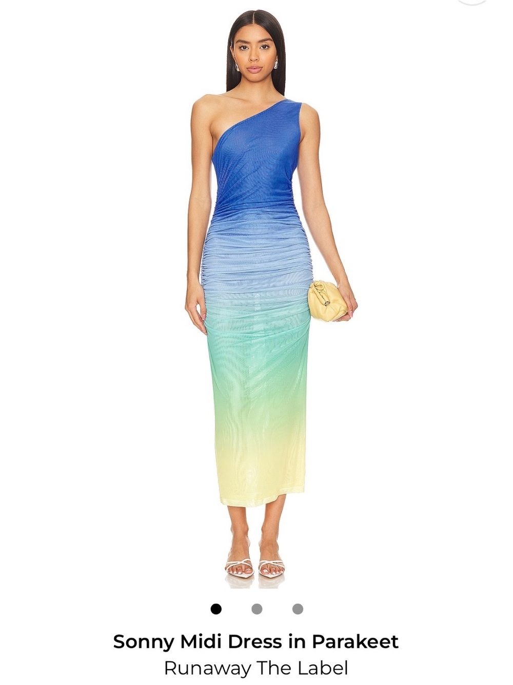 Runaway The Label One-Shoulder Ombre Midi Dress in Blue-Green-Cream